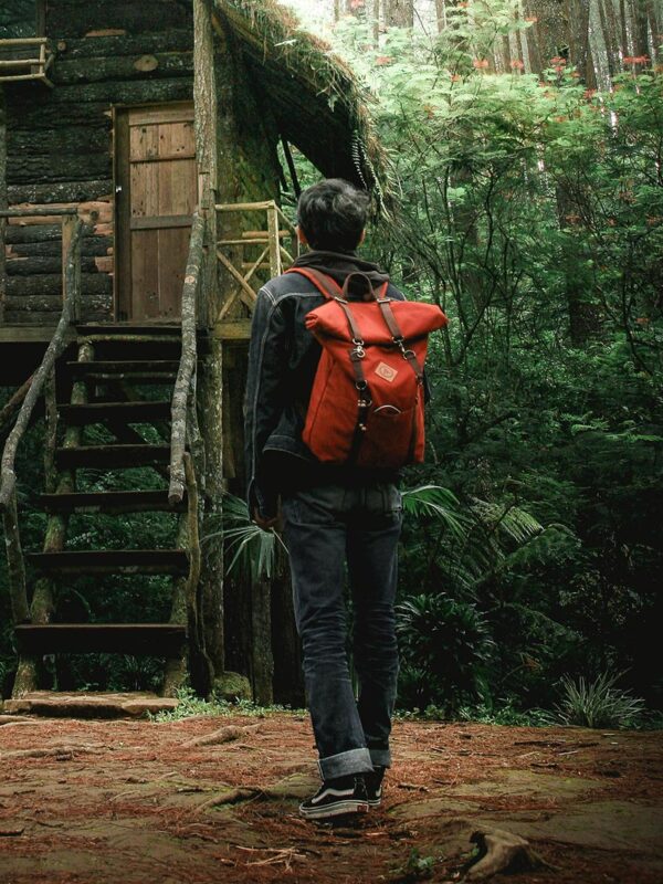 Outdoor Roll-Up Travel Backpack in Bold Red
