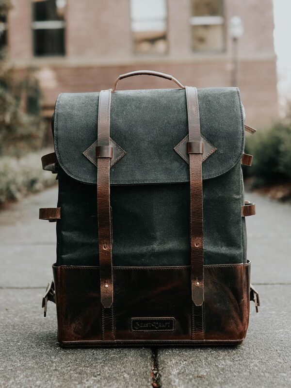 Premium Rustic Canvas & Leather Travel Backpack