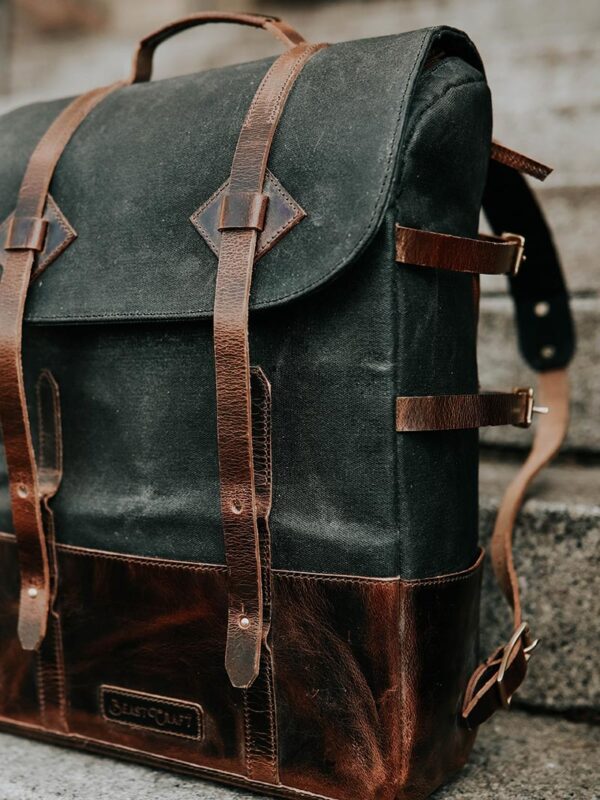 Premium Rustic Canvas & Leather Travel Backpack