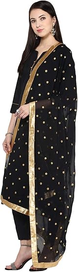 Woman's Embroidered Chiffon Dupatta Scarf Shawl Wrap Soft Indian Bridal Wedding