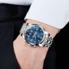 Men's Stainless Steel Chronograph Watch, Big Face Gold Silver Black Tone Easy to Read Analog Quartz Watch