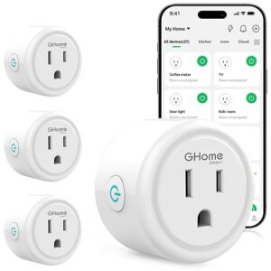 GHome Smart Plug, WiFi Smart Plugs Work with Alexa and Google Home, Smart Outlet Timer with APP Remote Control, 2.4GHz Wi-Fi Only, No Hub Required, ETL FCC Listed