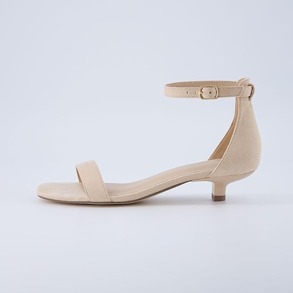 Solo Women’s Kitten Heel Dress Sandal – 1 Band Ankle Strap Heel with Cushioned Footbed