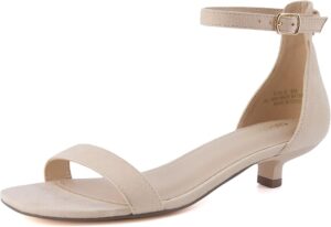Solo Women’s Kitten Heel Dress Sandal – 1 Band Ankle Strap Heel with Cushioned Footbed