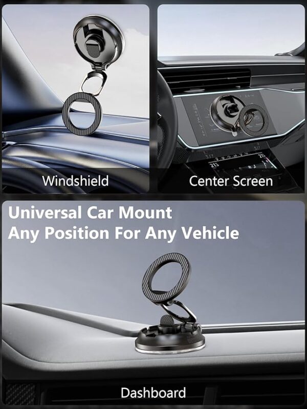 Magnetic Phone Holder for Car [90+LB Strongest Suction&3000gf Strongest Magnetic] 360° Adjustable Vacuum Phone Holders for Your Car, Magsafe Car Mount for iPhone17 Pro Max 16 15 14 13 12 Plus (Black)