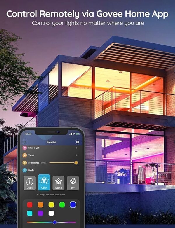 Govee Smart RGB LED Strip Lights, 16.4ft WiFi LED Strip Lighting Work with Alexa and Google Assistant, 16 Million Colors with App Control and Music Sync LED Lights for Bedroom, Home Decor