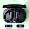 GNMN Active Noise Canceling Ear Buds Wireless Earbuds 96hrs Playback Bluetooth Headphones IPX7 Waterproof Stereo Bass Over-Ear Earphones with Earhooks Microphone LED Battery Display for Sports/Workout