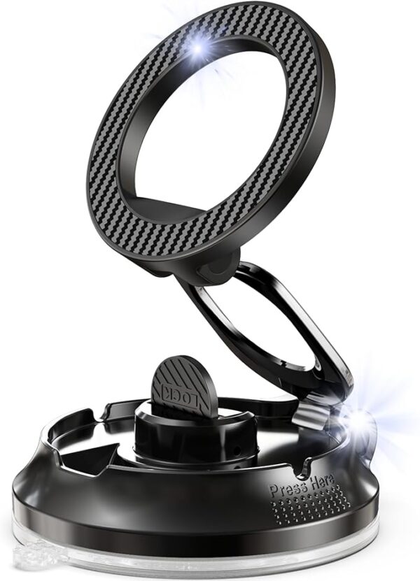 Magnetic Phone Holder for Car [90+LB Strongest Suction&3000gf Strongest Magnetic] 360° Adjustable Vacuum Phone Holders for Your Car, Magsafe Car Mount for iPhone17 Pro Max 16 15 14 13 12 Plus (Black)