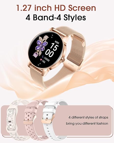 Smart Watch for Women – Rose Gold Mesh Strap