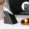 BRODARK Knife Block Set: Kitchen Knives Set with Block and Sharpener, 15 Pcs Ultra Sharp Chef knife, High Carbon Stainless Steel, Ergonomic Handle Non-Slip Grip, Silver Wolf Series for Christmas Gift