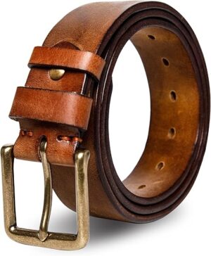 Thicken Full Grain Leather Mens Belt Heavy Duty Mens Work Belt Mens Belt High Hardness Buckle