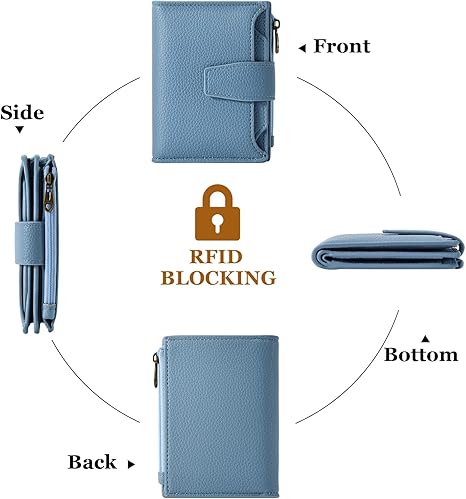 Small Wallet Women RFID Blocking Soft Leather Bifold Compact Card Holder Wallet for Women