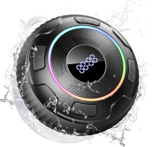 Bluetooth Speaker, 2025 New Shower Speaker with 6D Sound, Bluetooth 5.3 Portable Speaker with Light/Suction Cup/Hook, IPX7 Waterproof Mini Wireless Speaker for Bathroom/Outdoor/Party/Beach/Gift