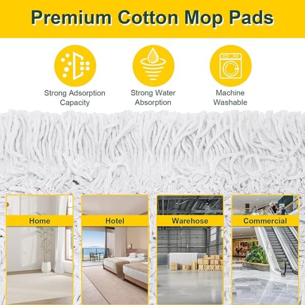 24" Commercial Dust Mops for Floor Cleaning with 2 Replacement Mop Pads, Heavy Duty Large Dust Mop for Hardwood Floors, Industrial Wet Dry Floor Duster for Office Garage Warehouse Factory Mall