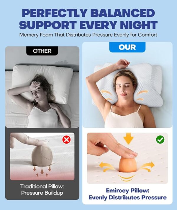 Sleep Doctor Approved Cervical Neck Pillow for Sleeping, Ergonomic Contour Side Sleeper Pillows for Adults, Cooling Orthopedic Pillow for Pain Relief Support, Memory Foam Pillows Back Stomach Sleepers