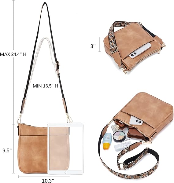 Crossbody Bags for Women Trendy Vegan Leather Hobo Purses Shoulder Handbags With Wide Shoulder Strap