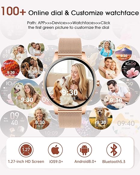 Smart Watch for Women – Rose Gold Mesh Strap