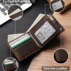 Mens Wallet Genuine Leather Bifold RFID Blocking Wallet for Men with 1 ID Window 13 Card Holders 2 cash pockets 1 Gift Box