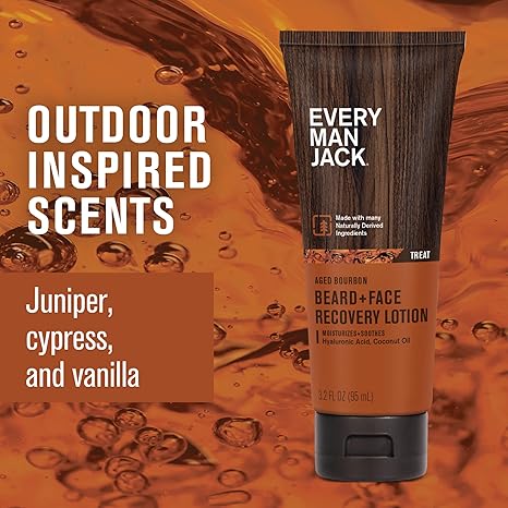 Every Man Jack Beard + Face Recovery Lotion - Moisturizes Relieves Dry Skin and Beard Itch