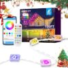 POOFZY Permanent Outdoor Lights for House,100ft RGB+IC Smart Outdoor Decor, 50 Scene Modes,App/Remote Control,IP67 Waterproof,for Christmas,Halloween,Daily & Holiday Party Decor,House Roof Lighting
