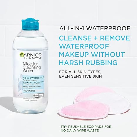 Micellar Water for Waterproof Makeup, Hydrating Facial Cleanser & Makeup Remover