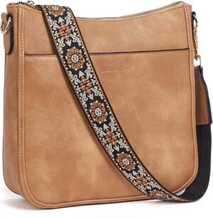 Crossbody Bags for Women Trendy Vegan Leather Hobo Purses Shoulder Handbags With Wide Shoulder Strap