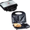 T-fal Compact Sandwich Maker, Stainless Steel, Easy to Clean, Indicator Lights, Cool Touch Handle, Grilled Cheese, Panini, 625 Watts, Black