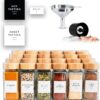 SAVVY & SORTED Glass Spice Jars with Label, 24PK Bamboo Jar Spices Set 4oz, 374 Spice Labels, Pepper Grinder, Empty Herb Seasoning Containers, Funnel and Shaker Lids