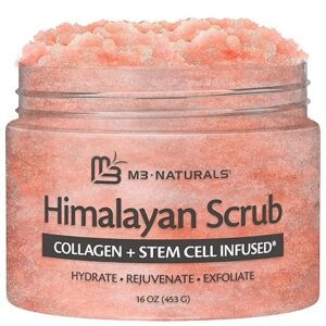 Himalayan Salt Scrub, Face, Foot, and Body Exfoliator with Collagen and Stem Cells, Exfoliating Scrub for Toning