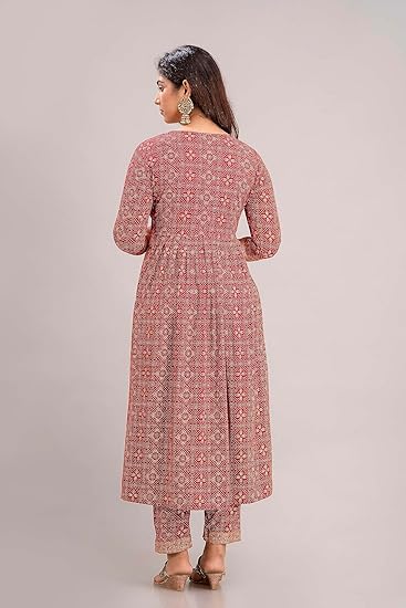 Printed Indian Kurti Pant & Dupatta Set for Women Kurta Kurtis Set Tunic For Women