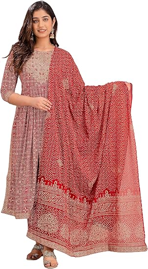 Printed Indian Kurti Pant & Dupatta Set for Women Kurta Kurtis Set Tunic For Women