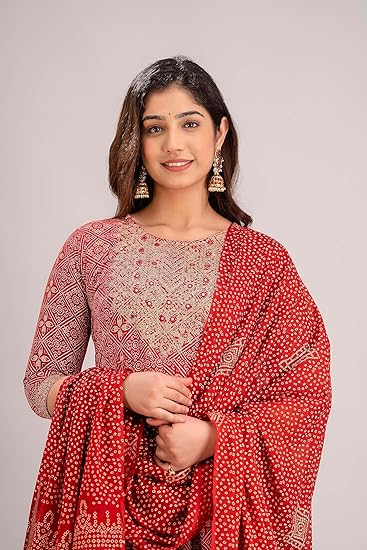 Printed Indian Kurti Pant & Dupatta Set for Women Kurta Kurtis Set Tunic For Women