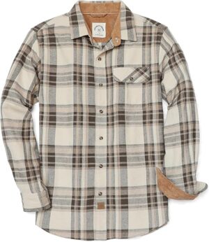 Mens Flannel Shirts Long Sleeve Flannel Shirt for Men Casual Button Down Brushed 100% Cotton Shirt