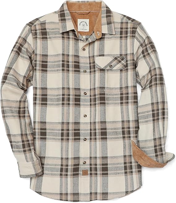Mens Flannel Shirts Long Sleeve Flannel Shirt for Men Casual Button Down Brushed 100% Cotton Shirt